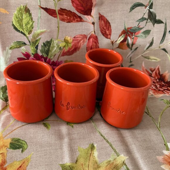 (4) La Fermière Yogurt Pots HTF Orange — Cleaned Rims!! - Picture 7 of 8